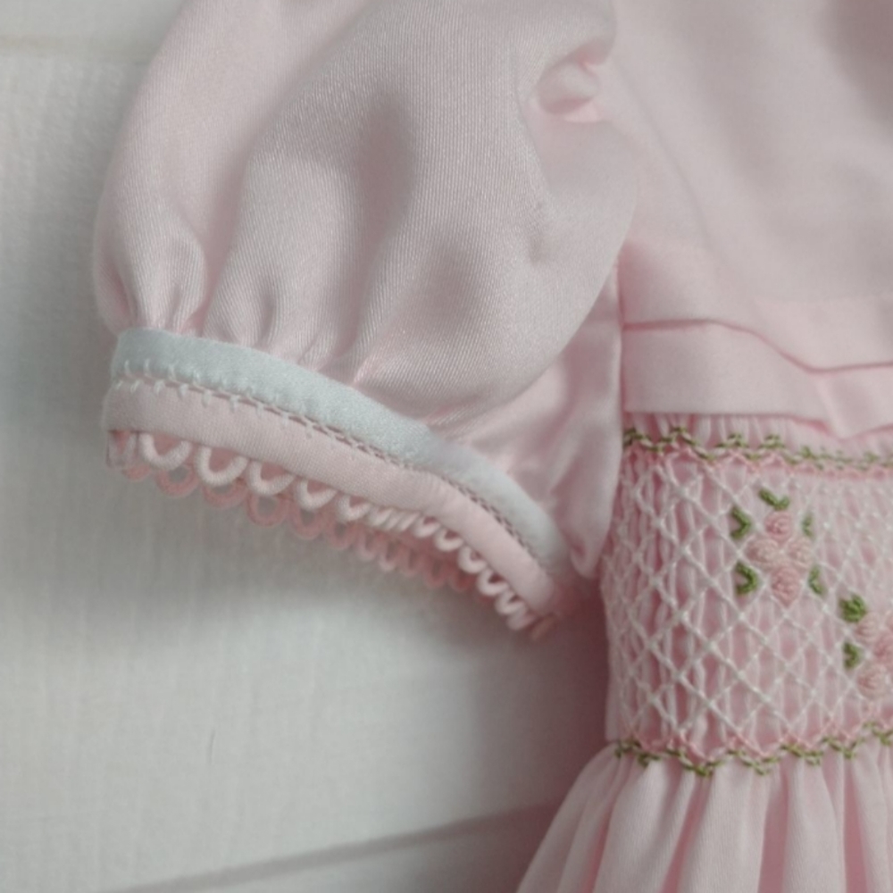 Vintage Dulces Smocked Girls Pink and White Dress, size 24 months - Picture 5 of 14